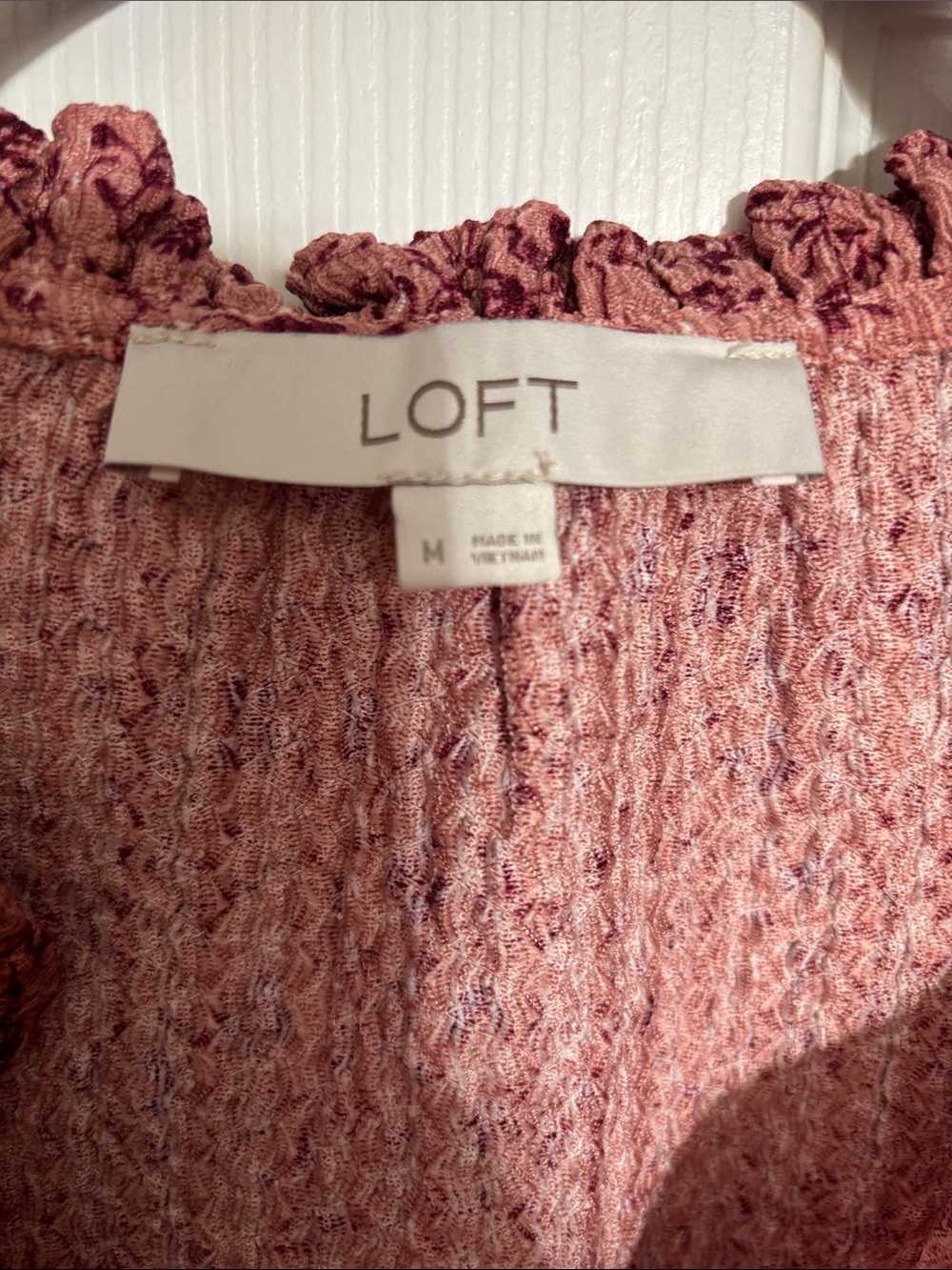 LOFT Dusty Rose Floral Ruffle V-Neck Blouse - Picture 3 of 6